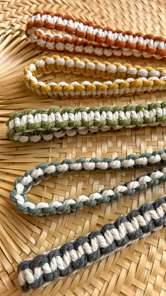 Two Tone Macrame Wristlet Keychain