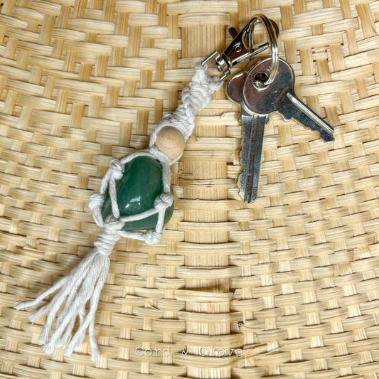 Macrame Green Aventurine Crystal Keychain