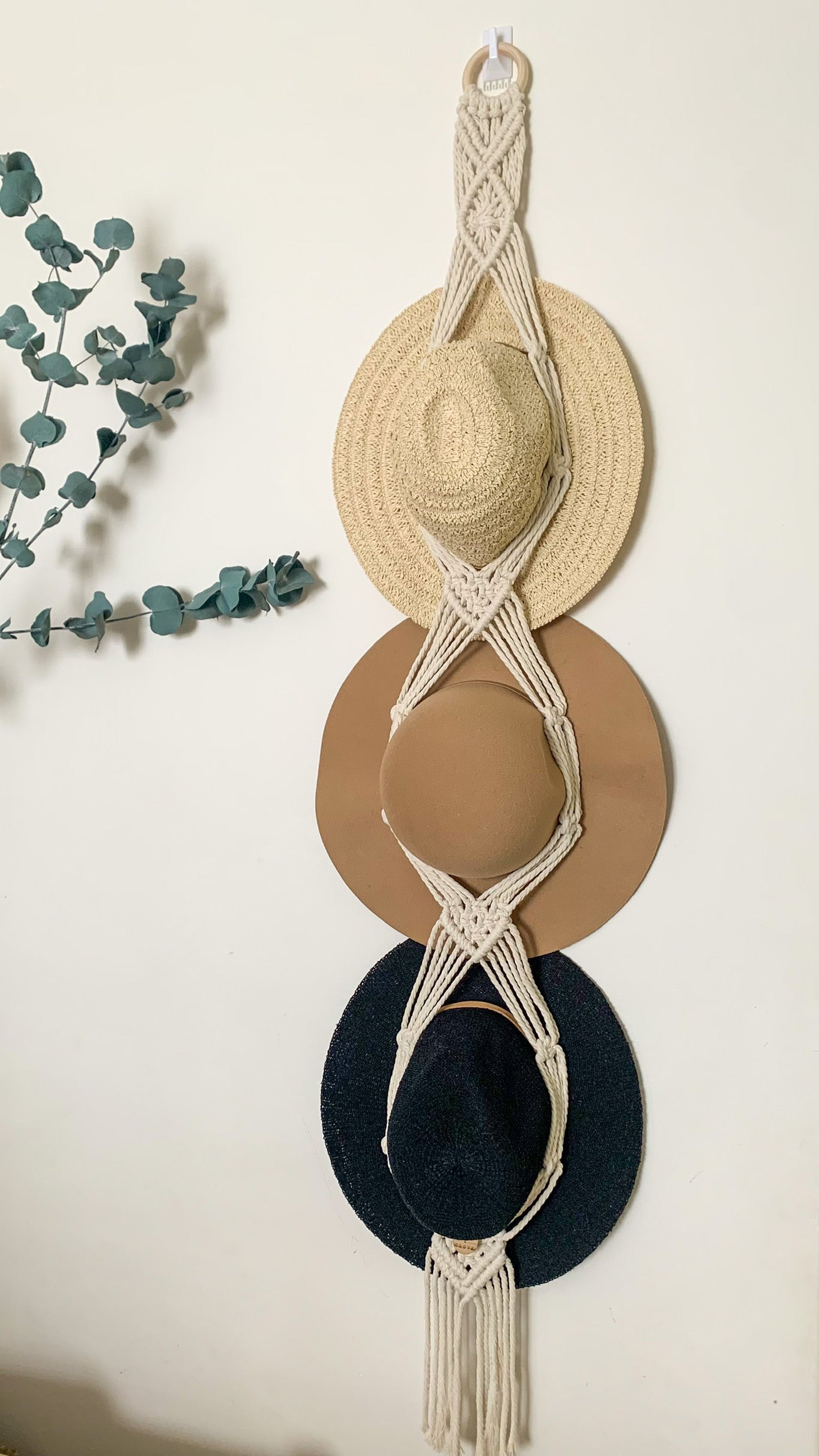 JUNIPER Macramé Triple Hat Hanger – Cord Clove