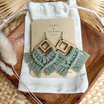 JEWEL Large Macrame Dangle Earrings