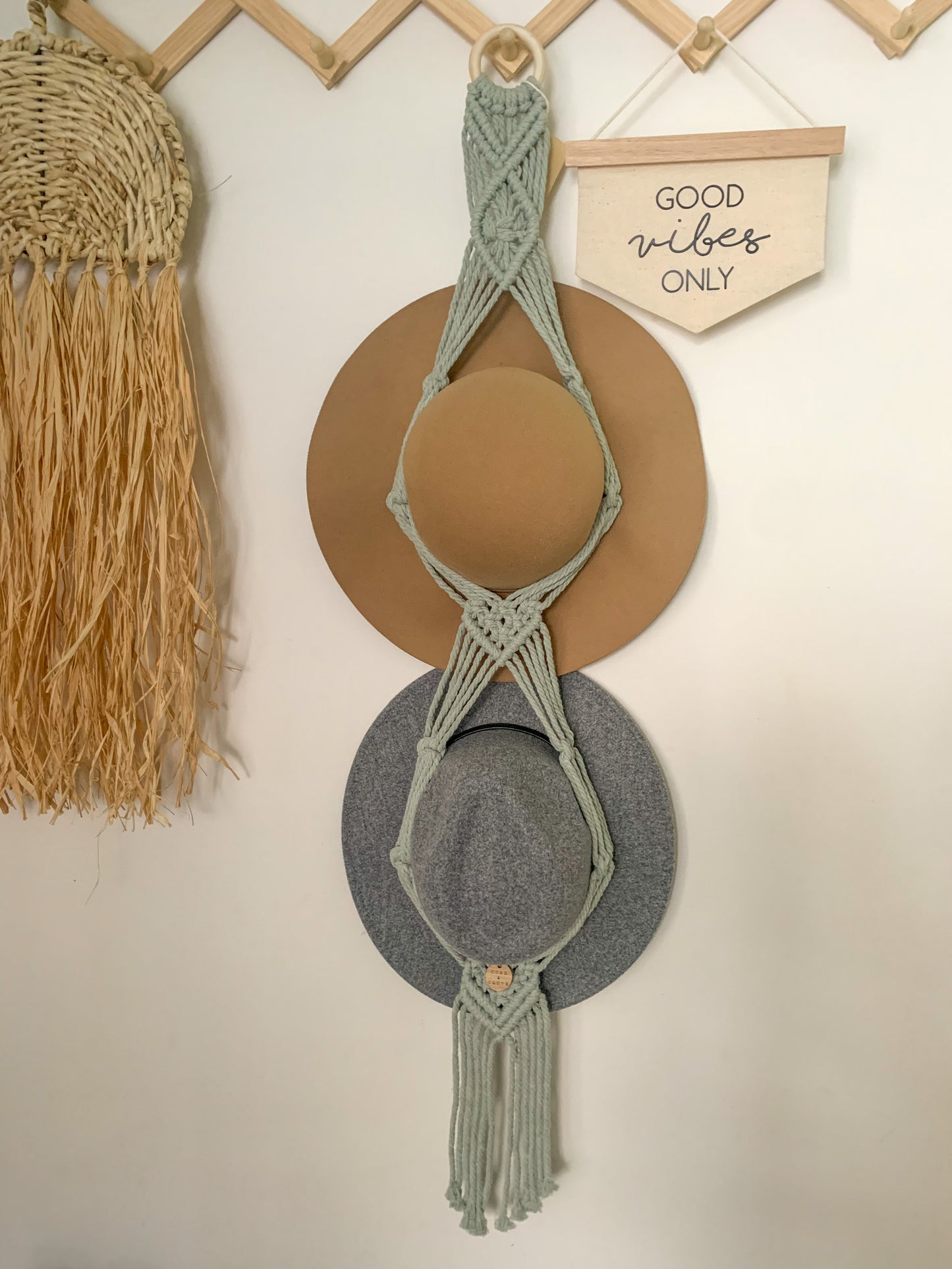 CLEMENTINE Macrame Double Hat Hanger