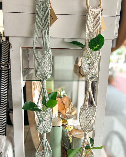 Macrame Propagation Jar Hanger "TRINITY"