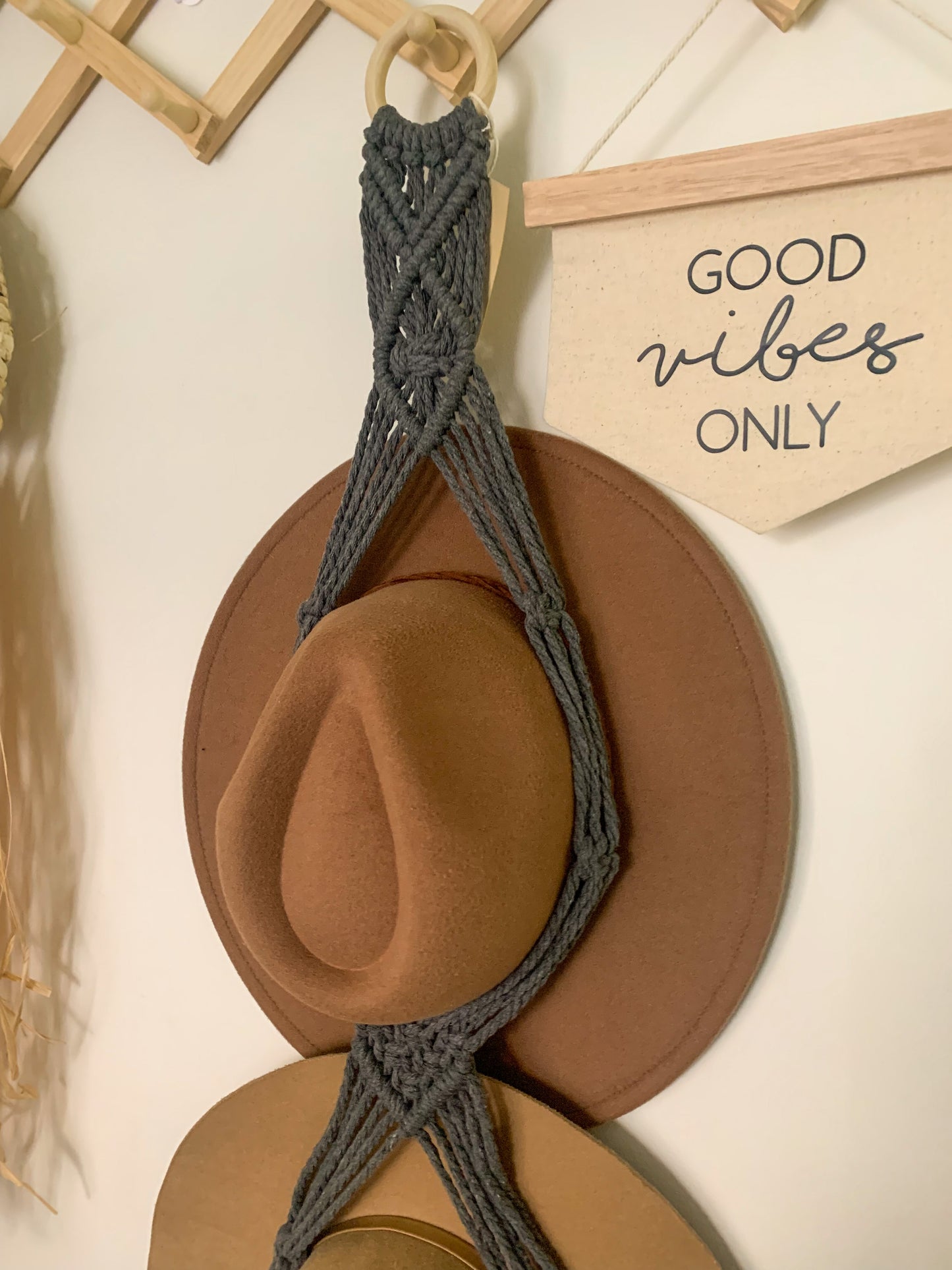 CLEMENTINE Macrame Double Hat Hanger