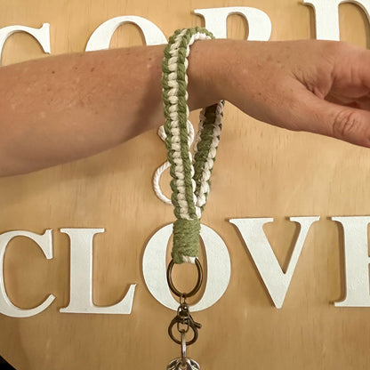 Two Tone Macrame Wristlet Keychain
