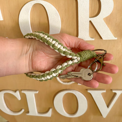 Two Tone Macrame Wristlet Keychain
