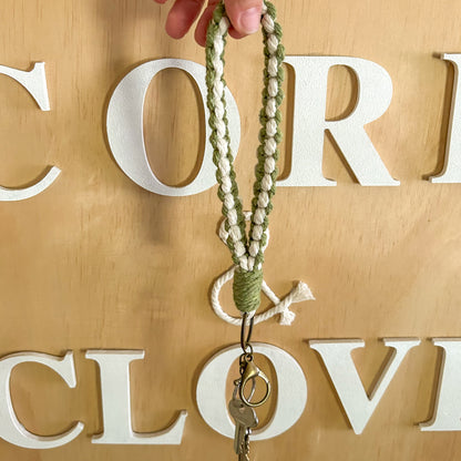 Two Tone Macrame Wristlet Keychain