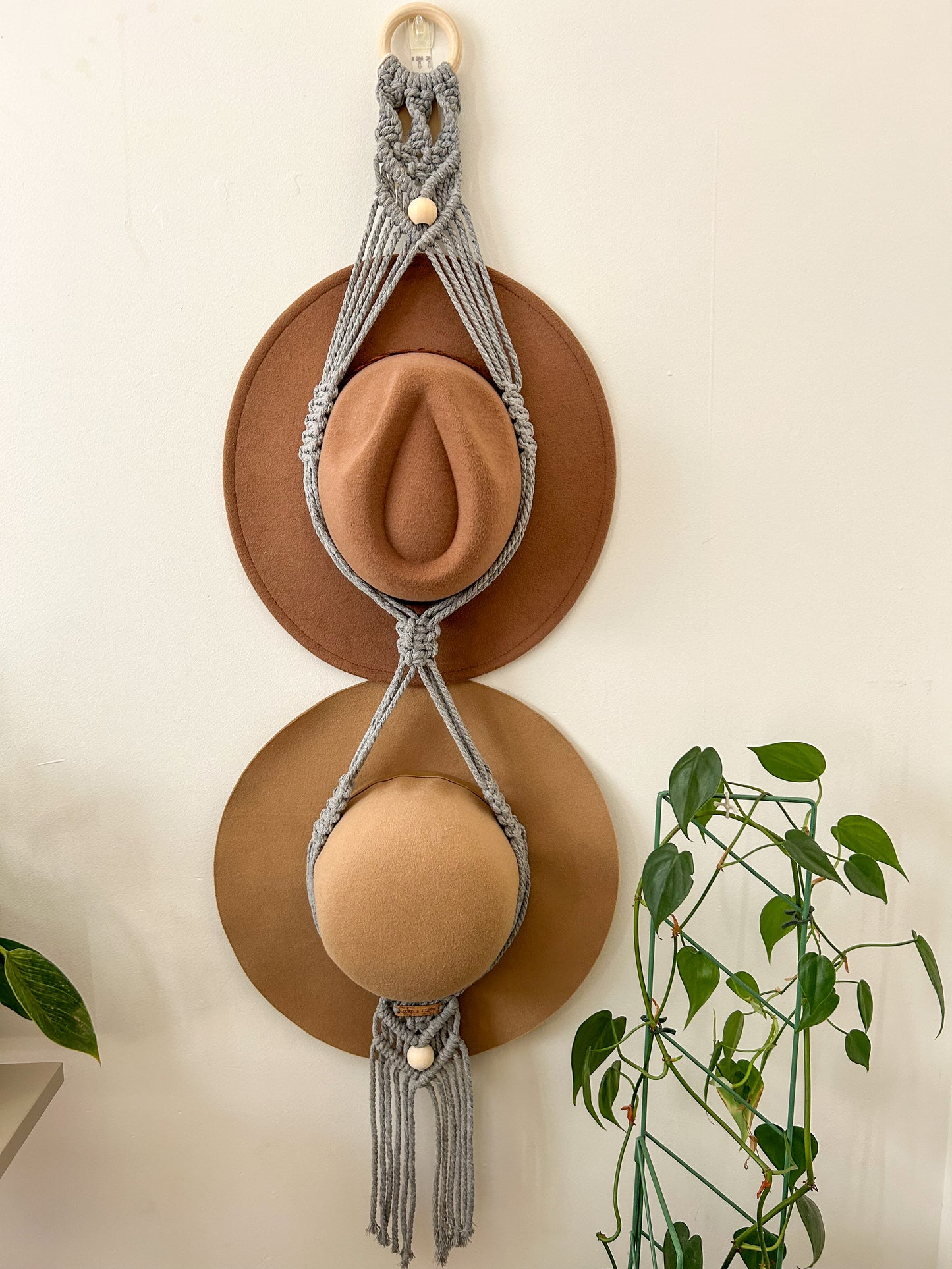 CALYPSO Beaded Macrame Double Hat Hanger