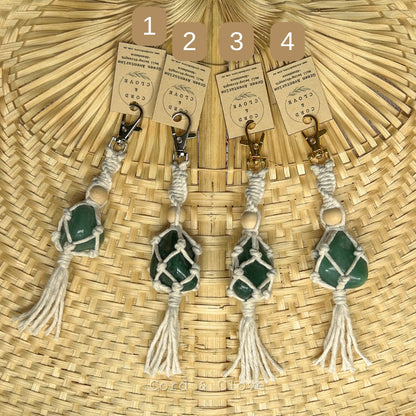 Macrame Green Aventurine Crystal Keychain