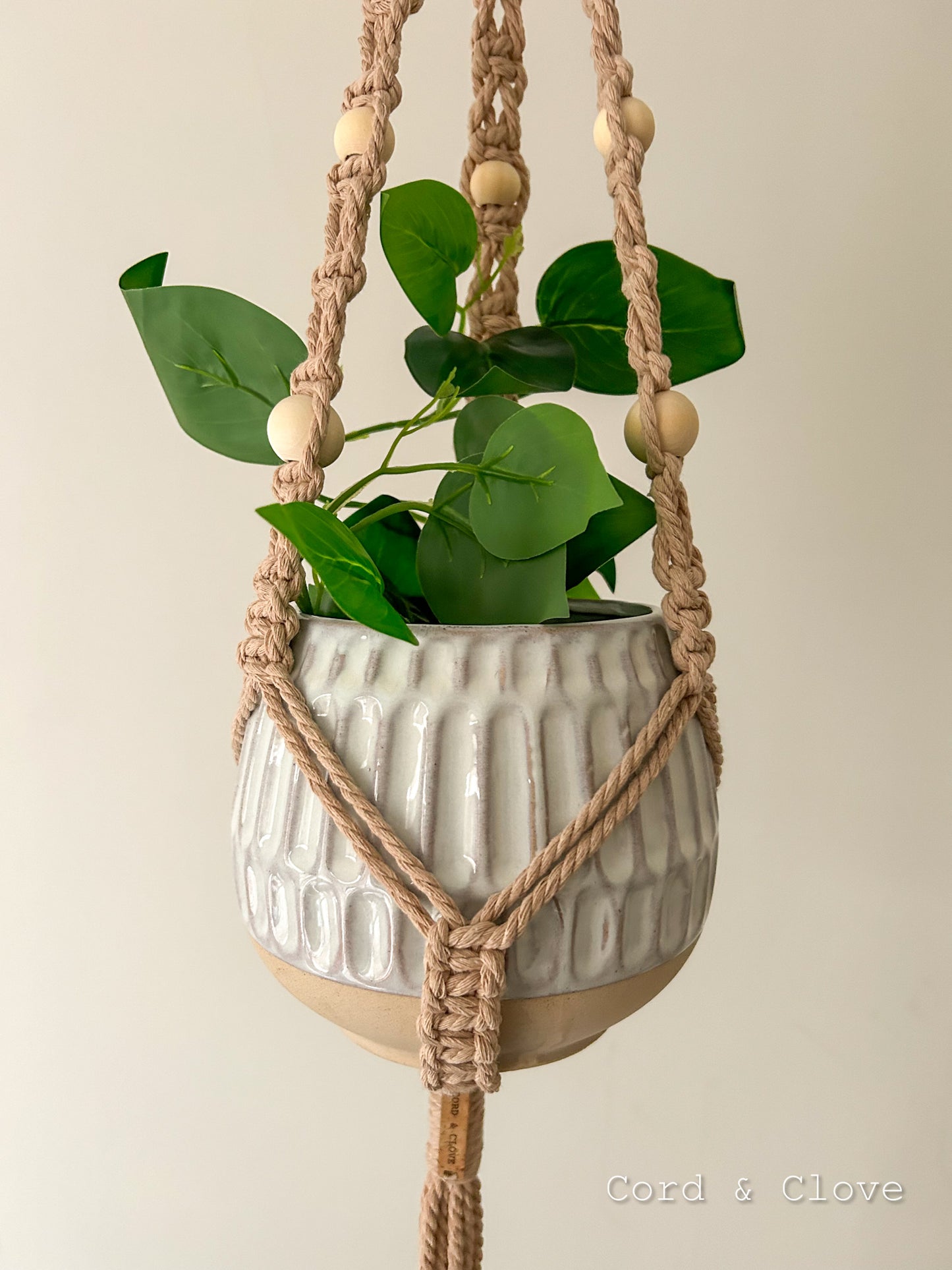 thick macrame plant hanger Macramé Beaded Indoor Plant Hanger "EDEN" – Cord & Clove