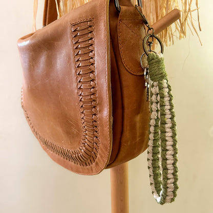 Two Tone Macrame Wristlet Keychain