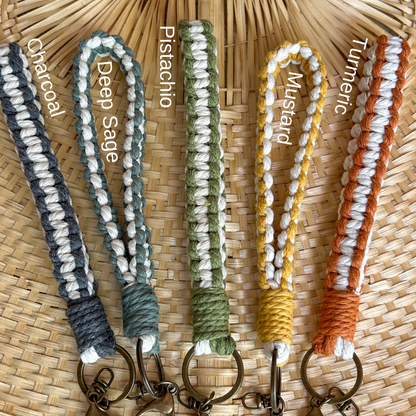 Two Tone Macrame Wristlet Keychain
