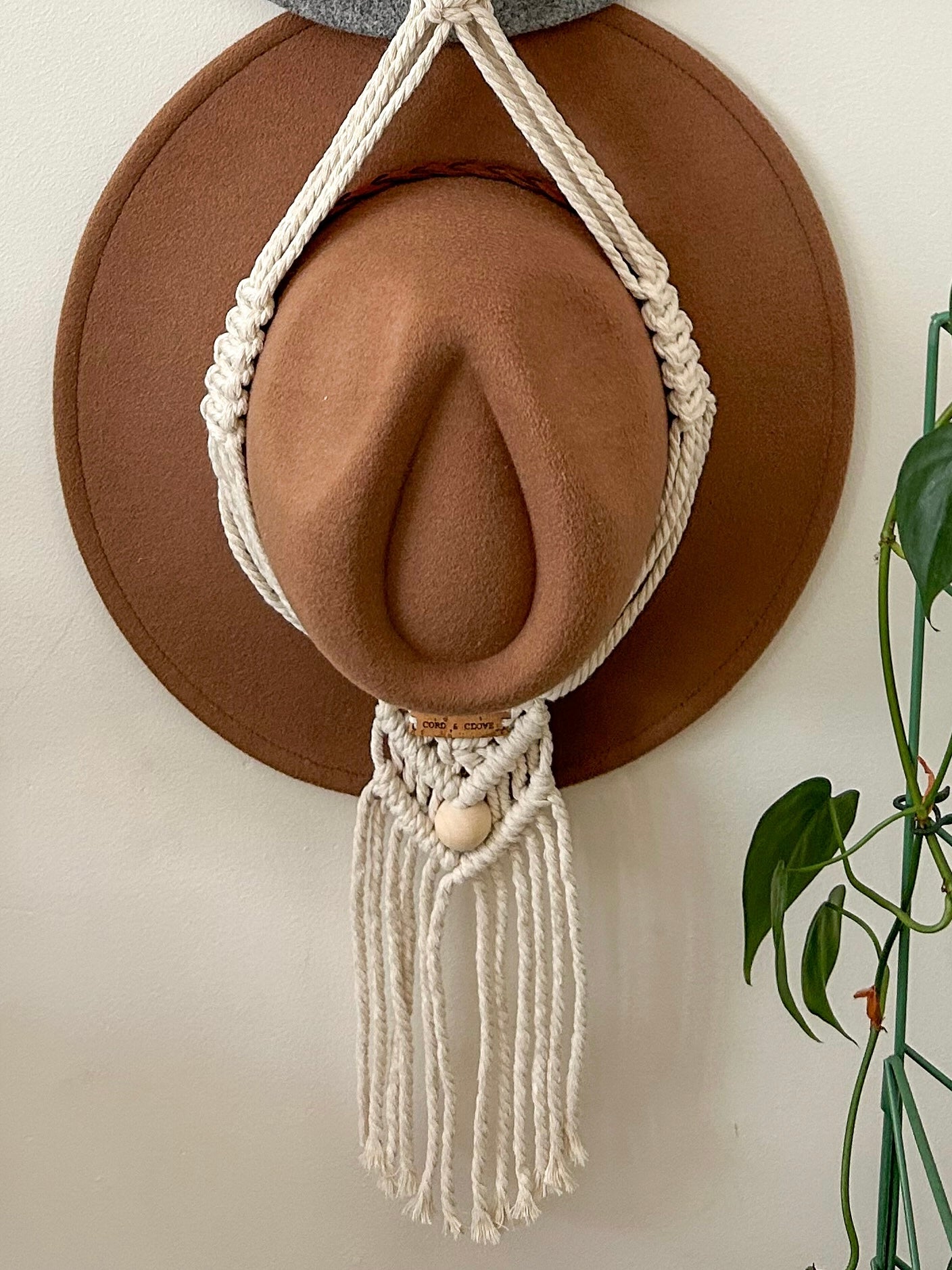 PEARL Beaded Macrame Triple Hat Hanger