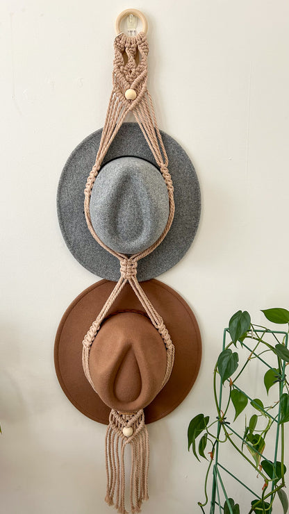 CALYPSO Beaded Macrame Double Hat Hanger