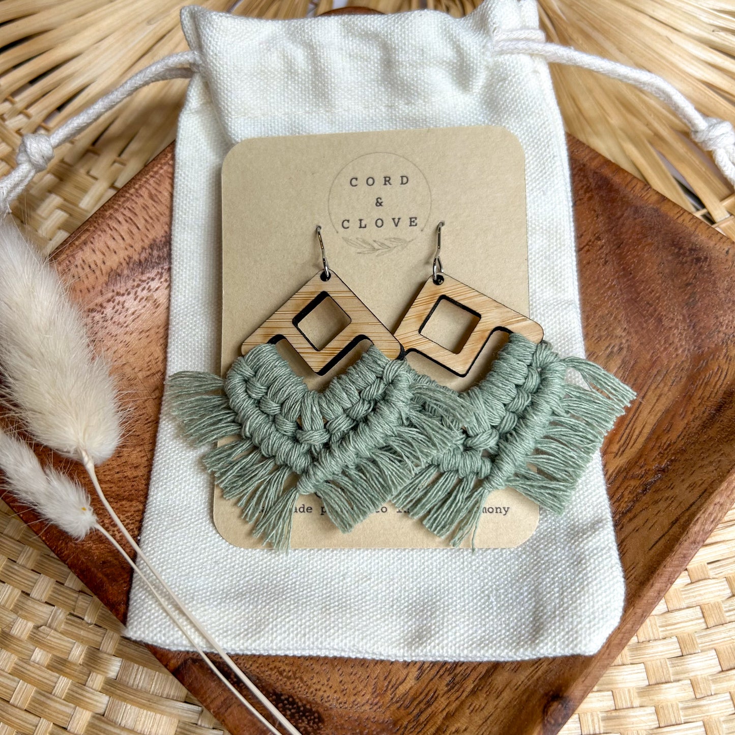 JEWEL Large Macrame Dangle Earrings