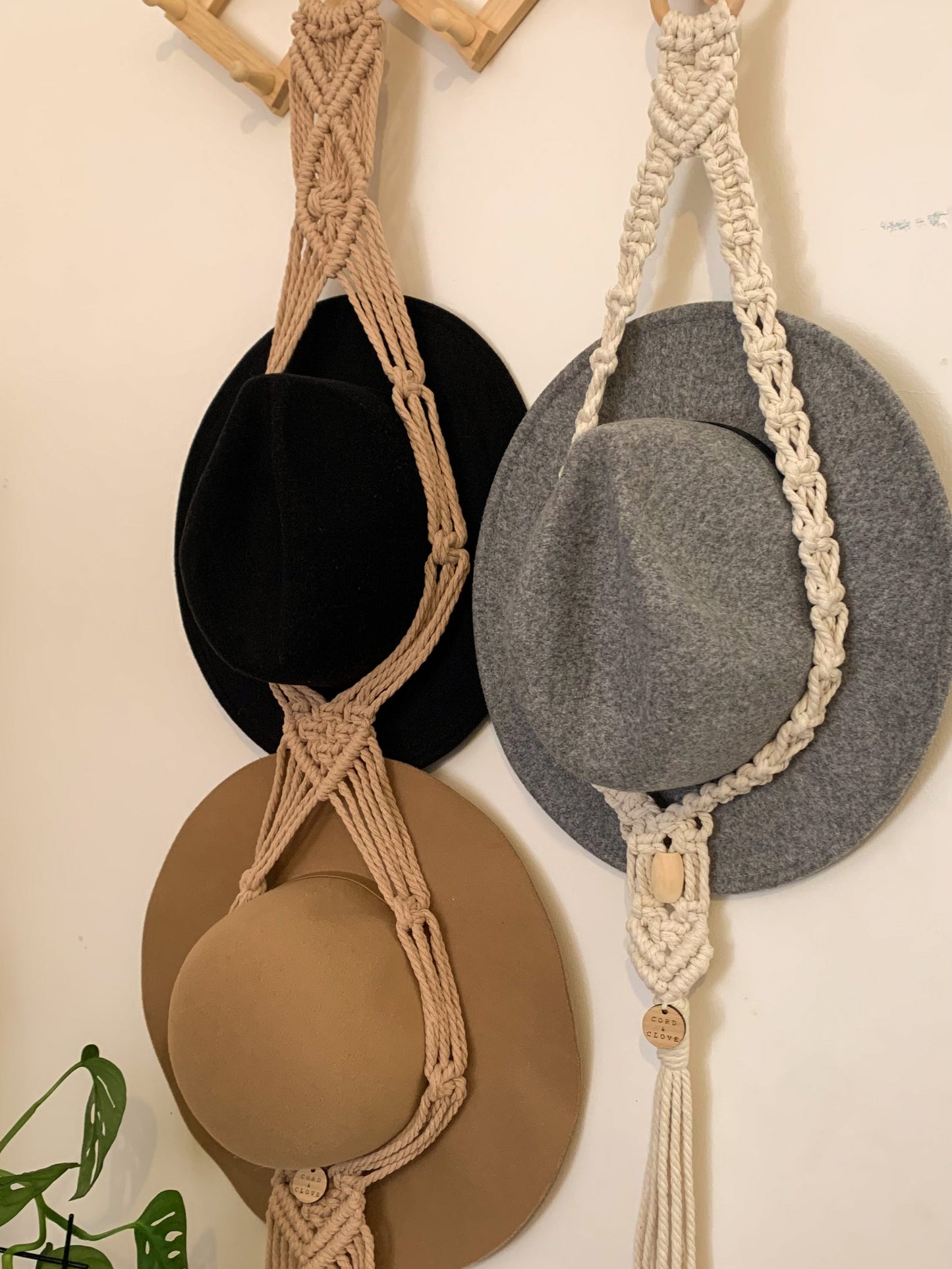 CLEMENTINE Macrame Double Hat Hanger