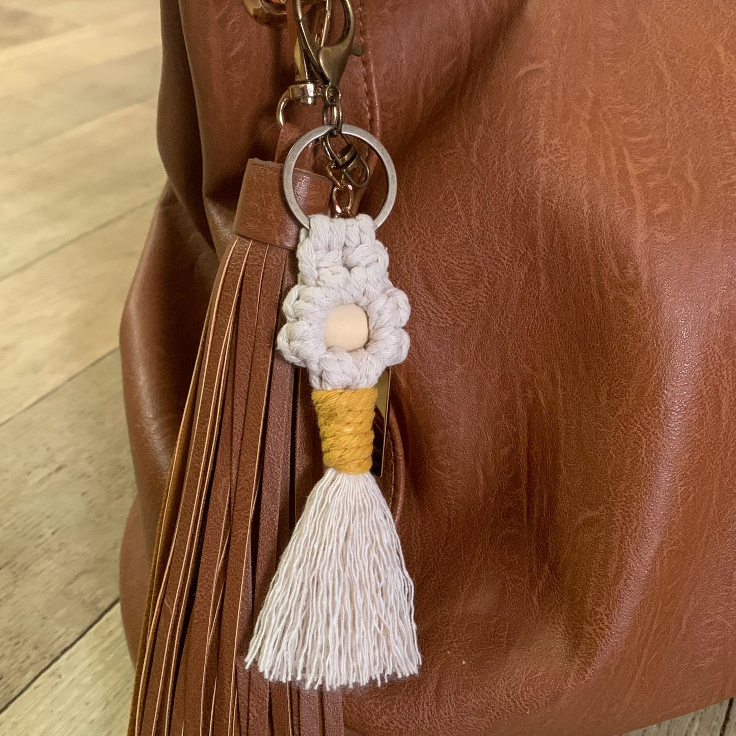 Daisy Macrame Keychain/Bag Tag