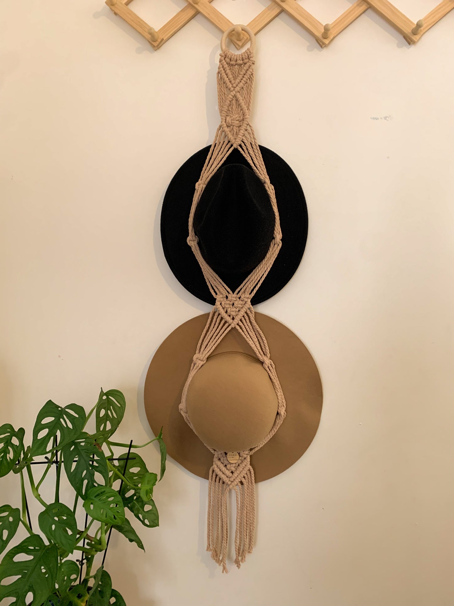 CLEMENTINE Macrame Double Hat Hanger