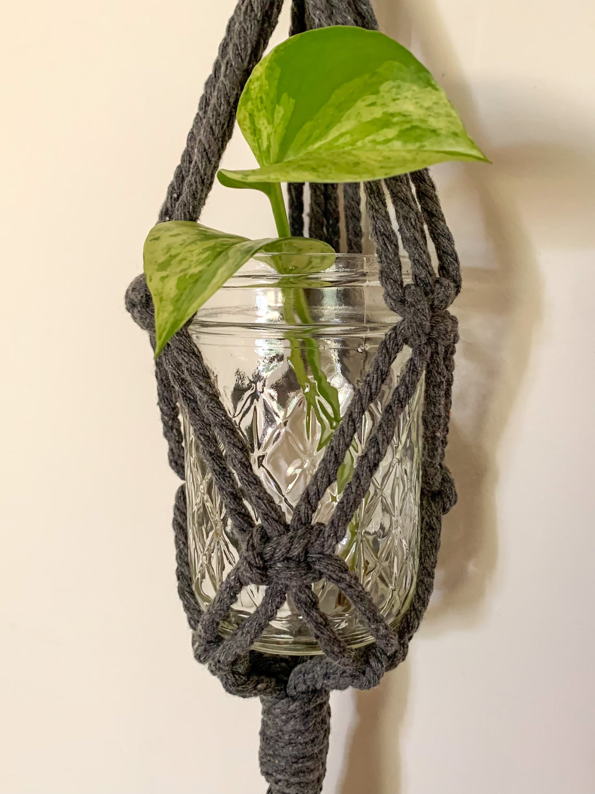 mason jar macrame plant hanger Macrame Propagation Jar Hanger "TRINITY" – Cord & Clove
